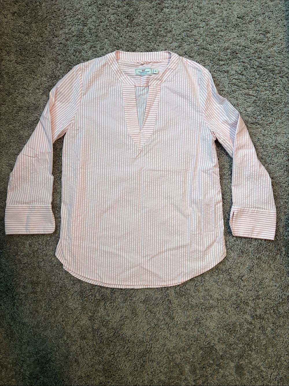 Vineyard Vines Pink and White Striped Tunic Blouse